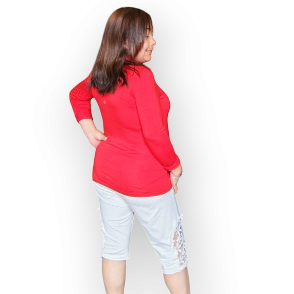 🎊3 FOR $10   LORD & TAYLOR WOMENS SMALL RED TURTLE NECK SHIRT - Picture 3 of 3